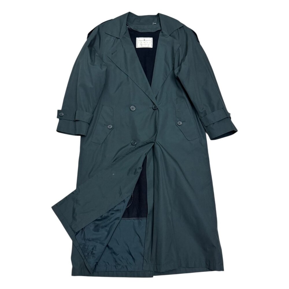 LONDON FOG TOWNE Vintage Business Casual Green Trench Coat Womens 12